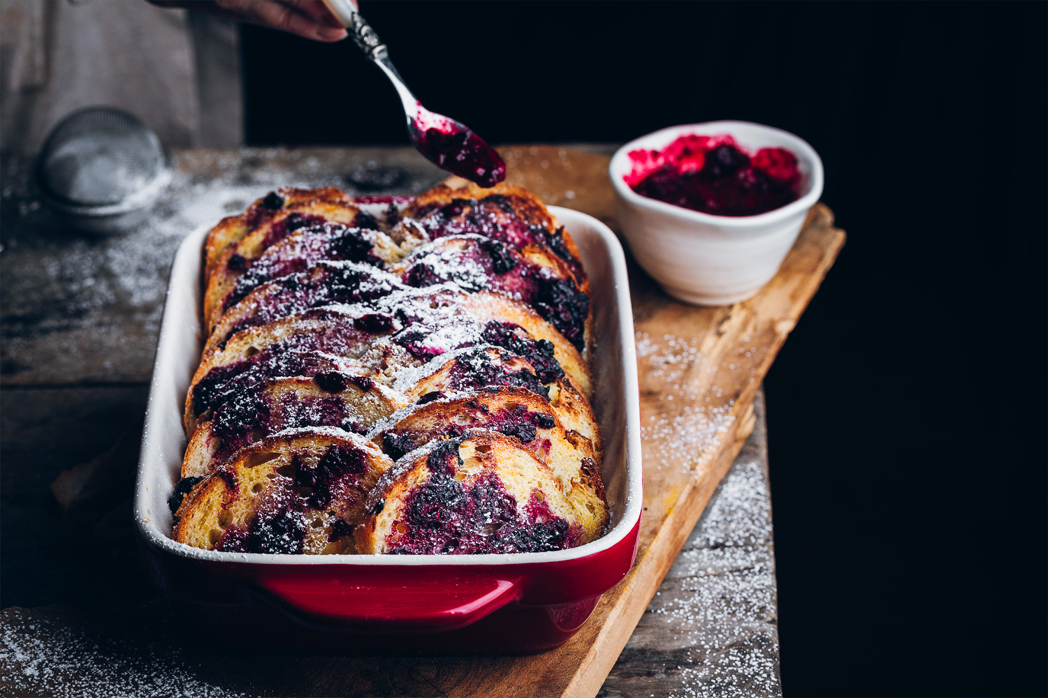 Bread pudding with berries