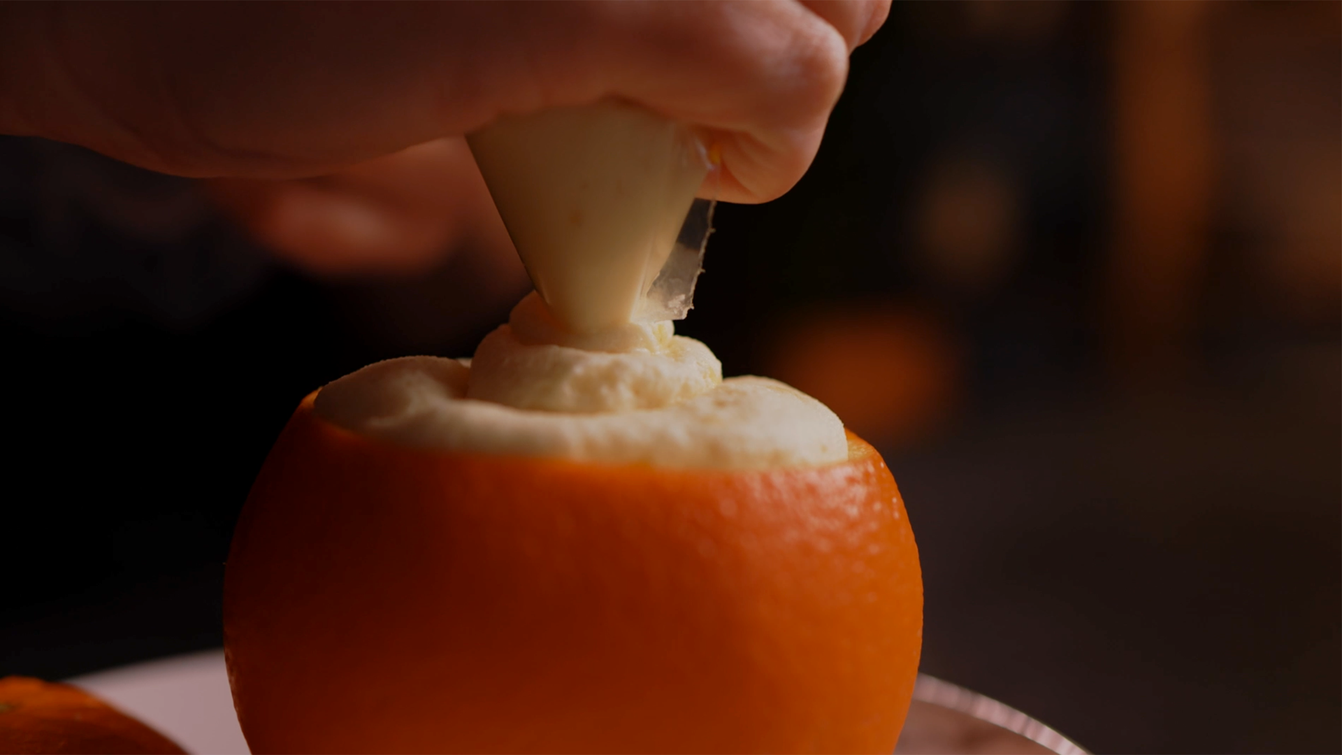 Half orange with mascarpone mousse