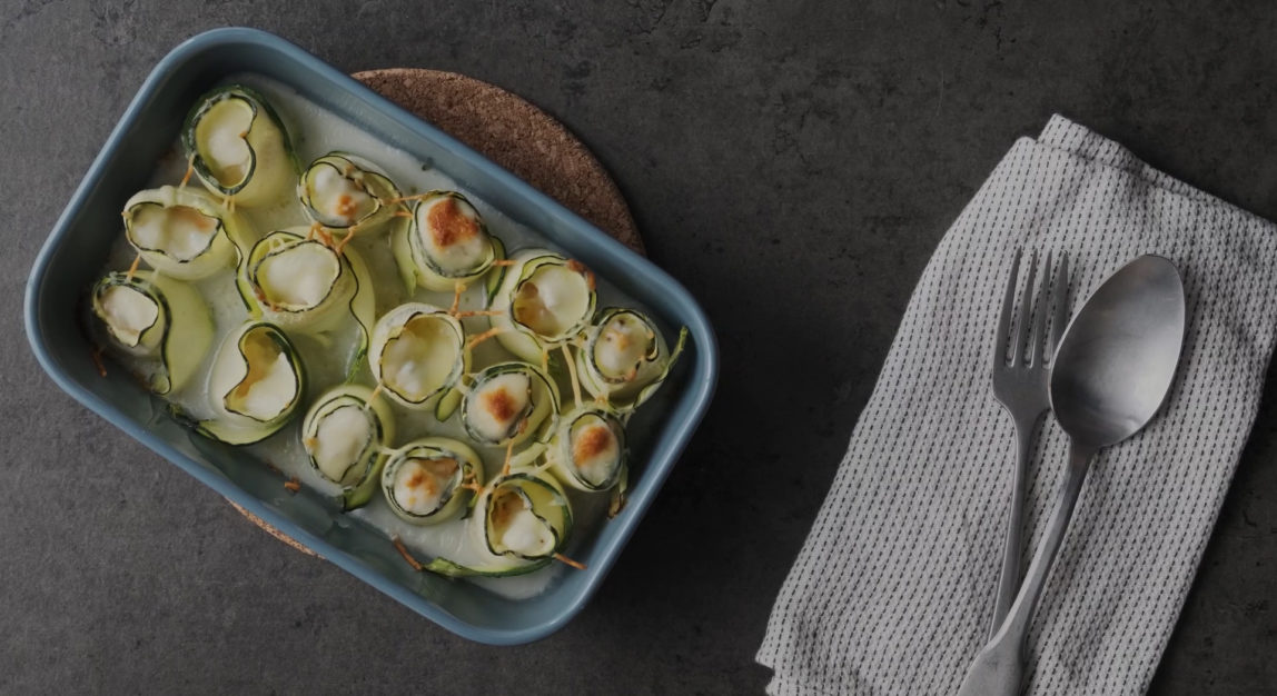 Canelones de curgete gratinados