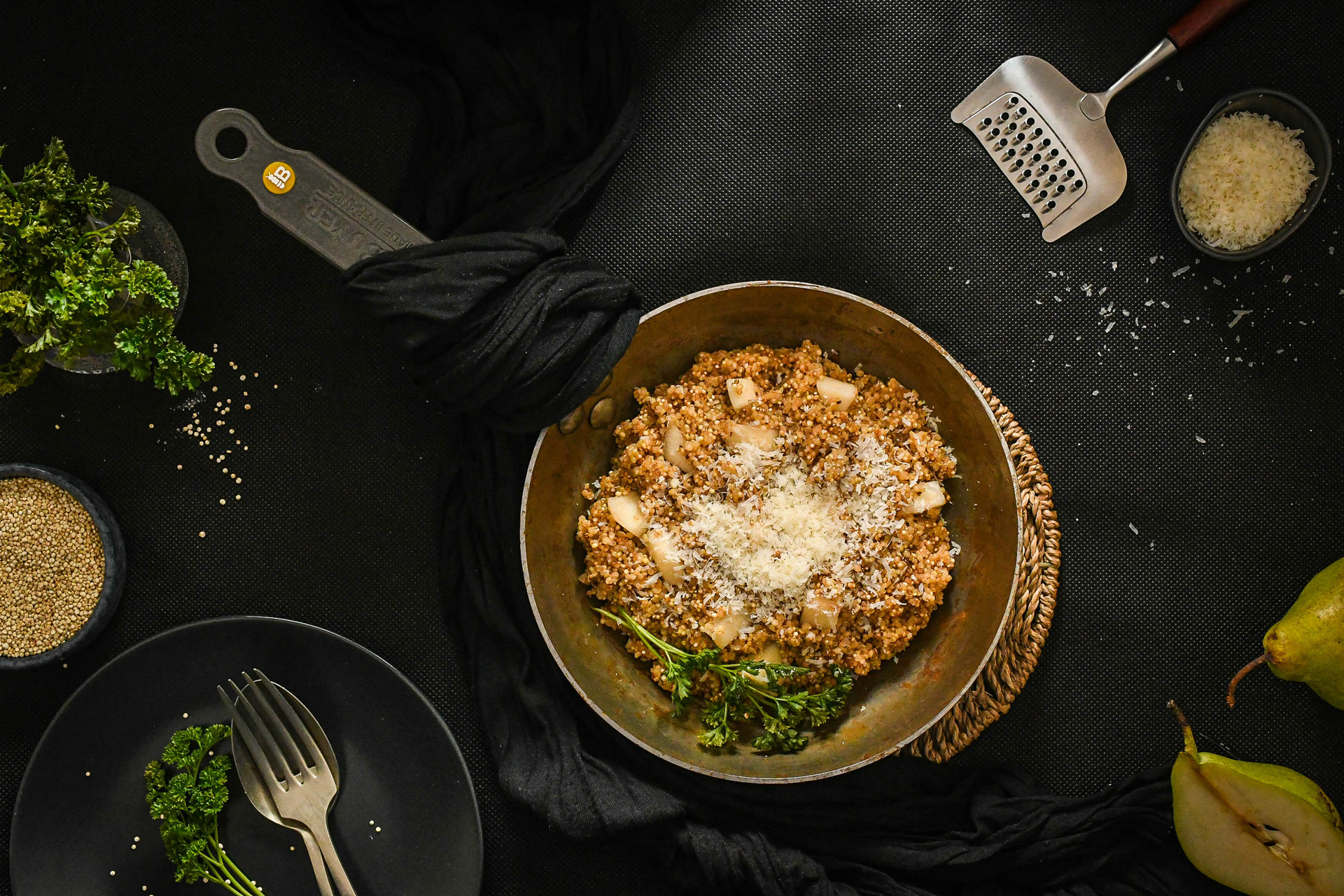 Fake quinoa and pear risotto