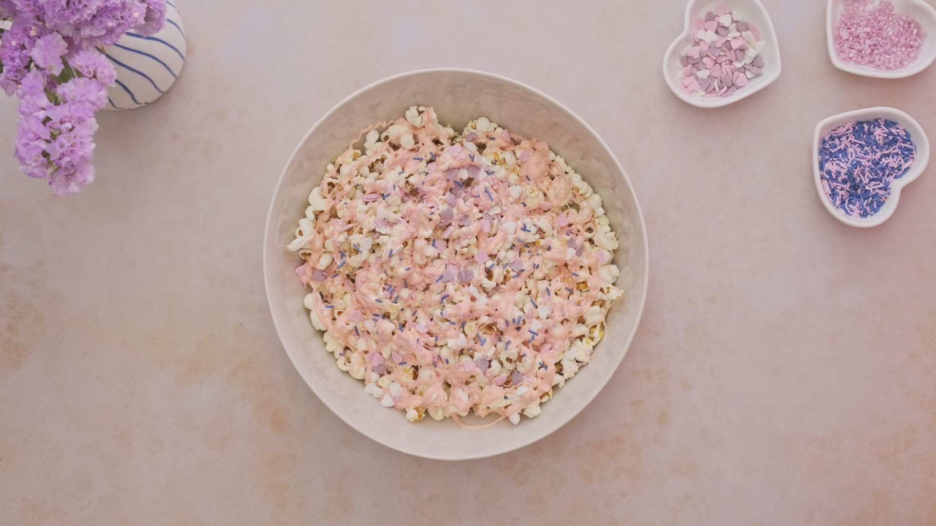 Homemade chocolate candy Popcorn for Valentine's Day