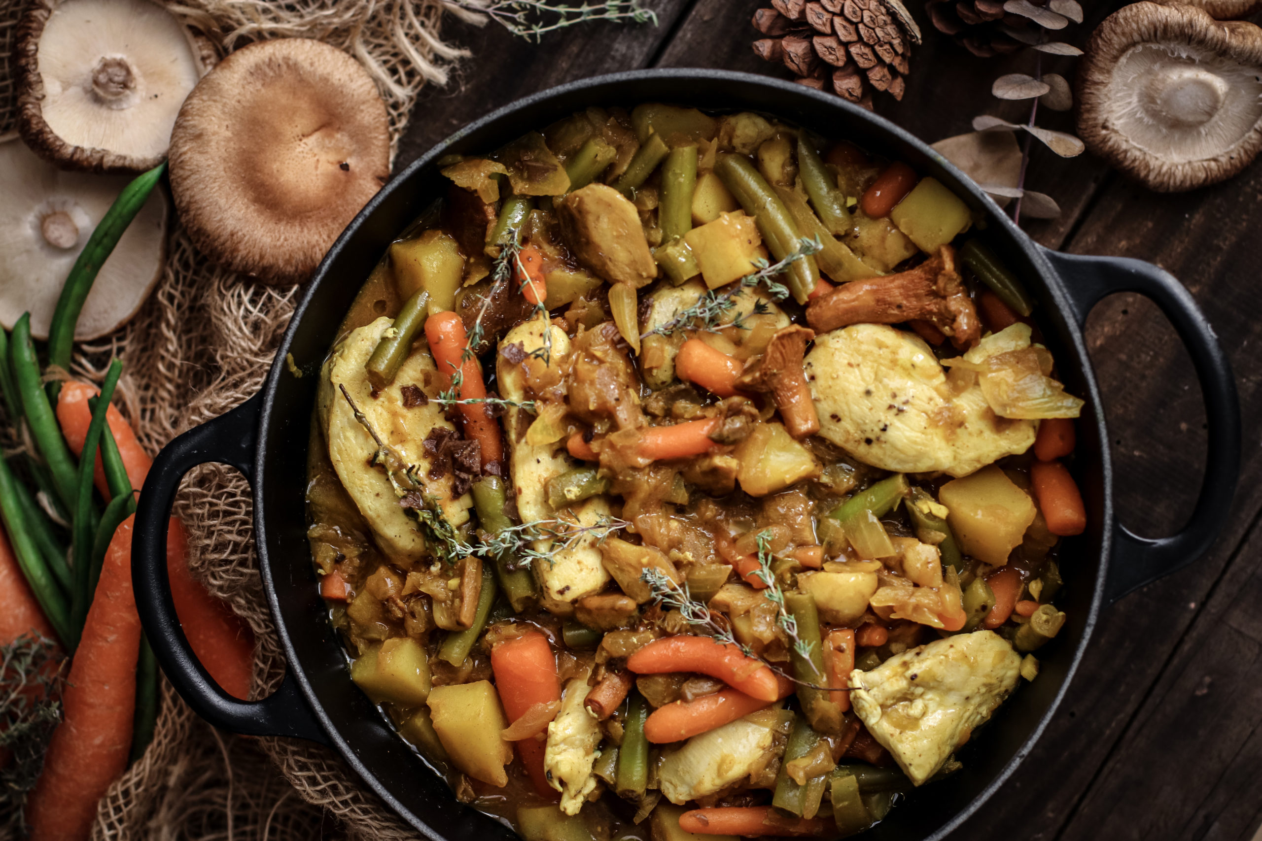 Turkey ragout with vegetables and mushrooms