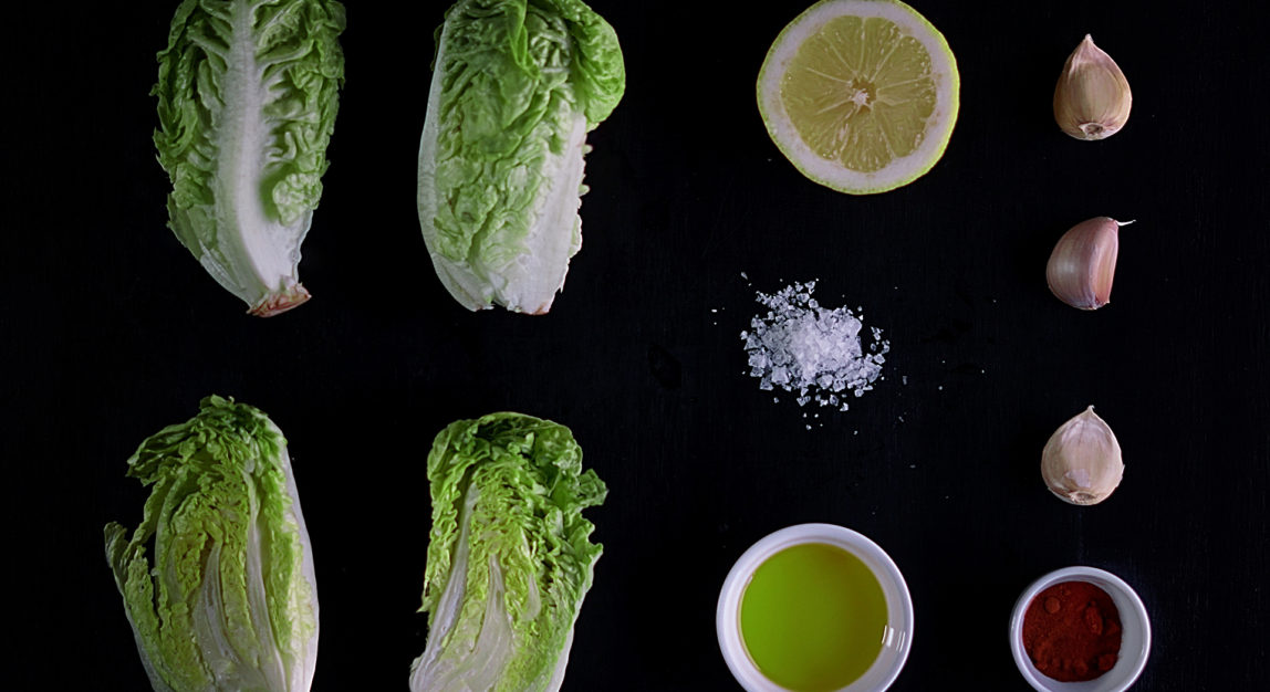 Grilled romaine with garlic