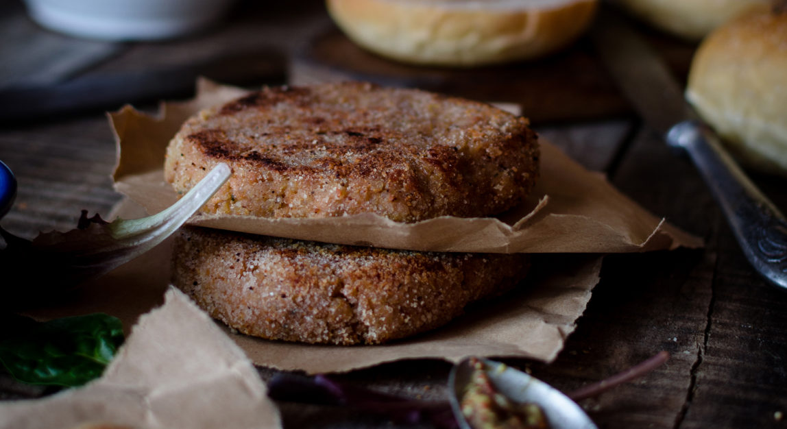 Quinoa and textured soy mini burgers