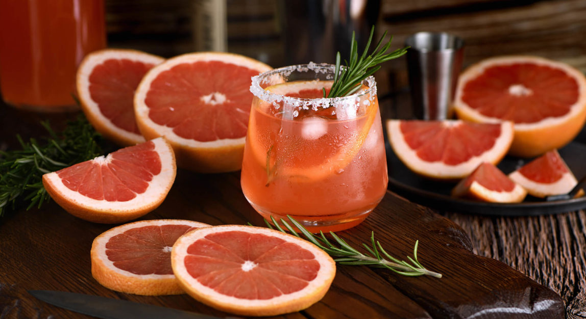 Grapefruit and rosemary mocktail