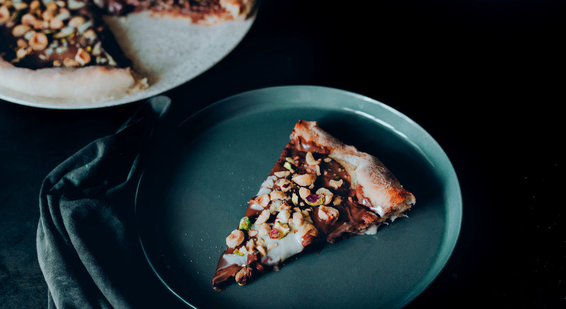 Sweet chocolate pizza