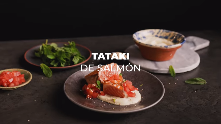 Salmon tataki with wasabi mayonnaise