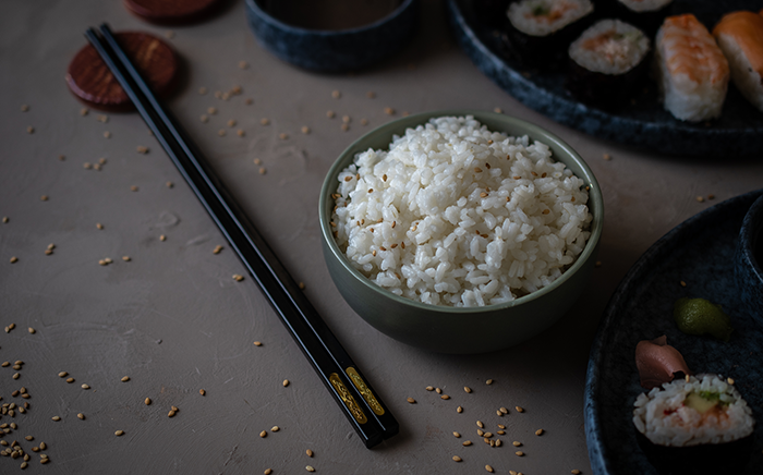 White rice garnish