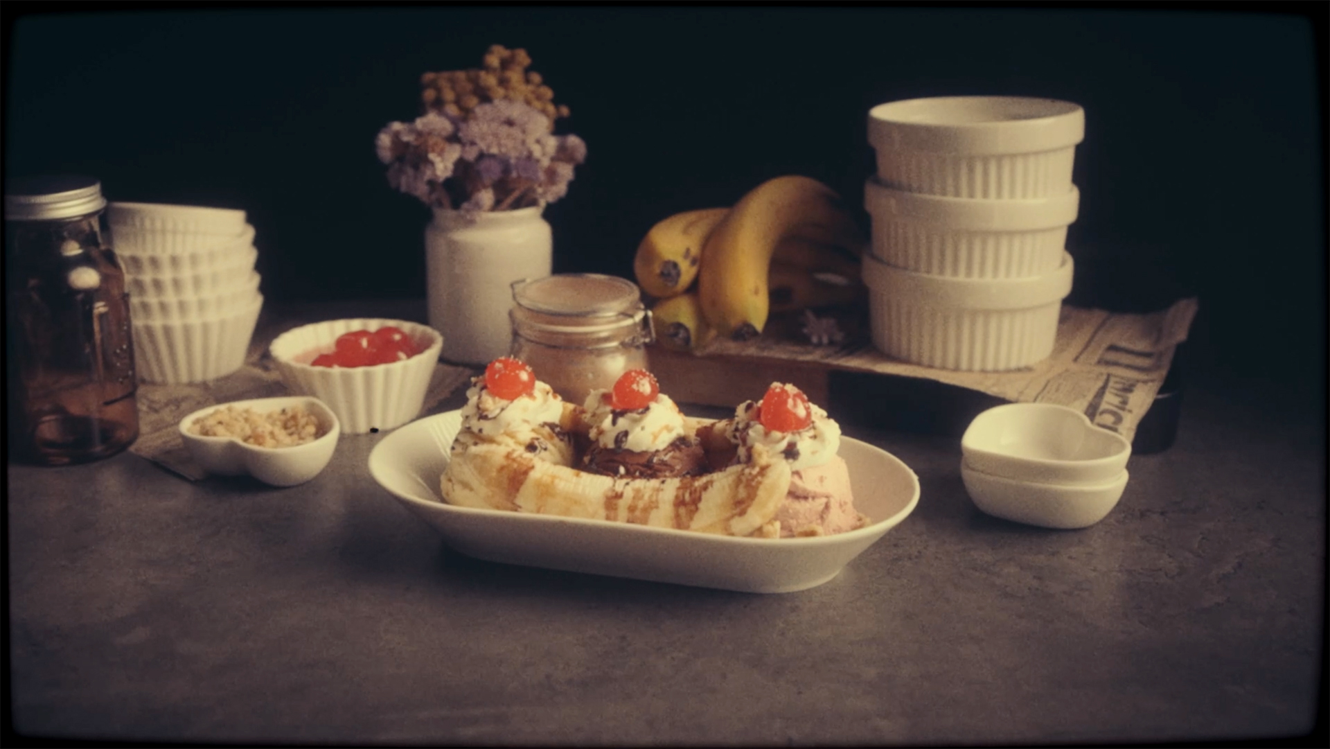 Banana split tipo american retro