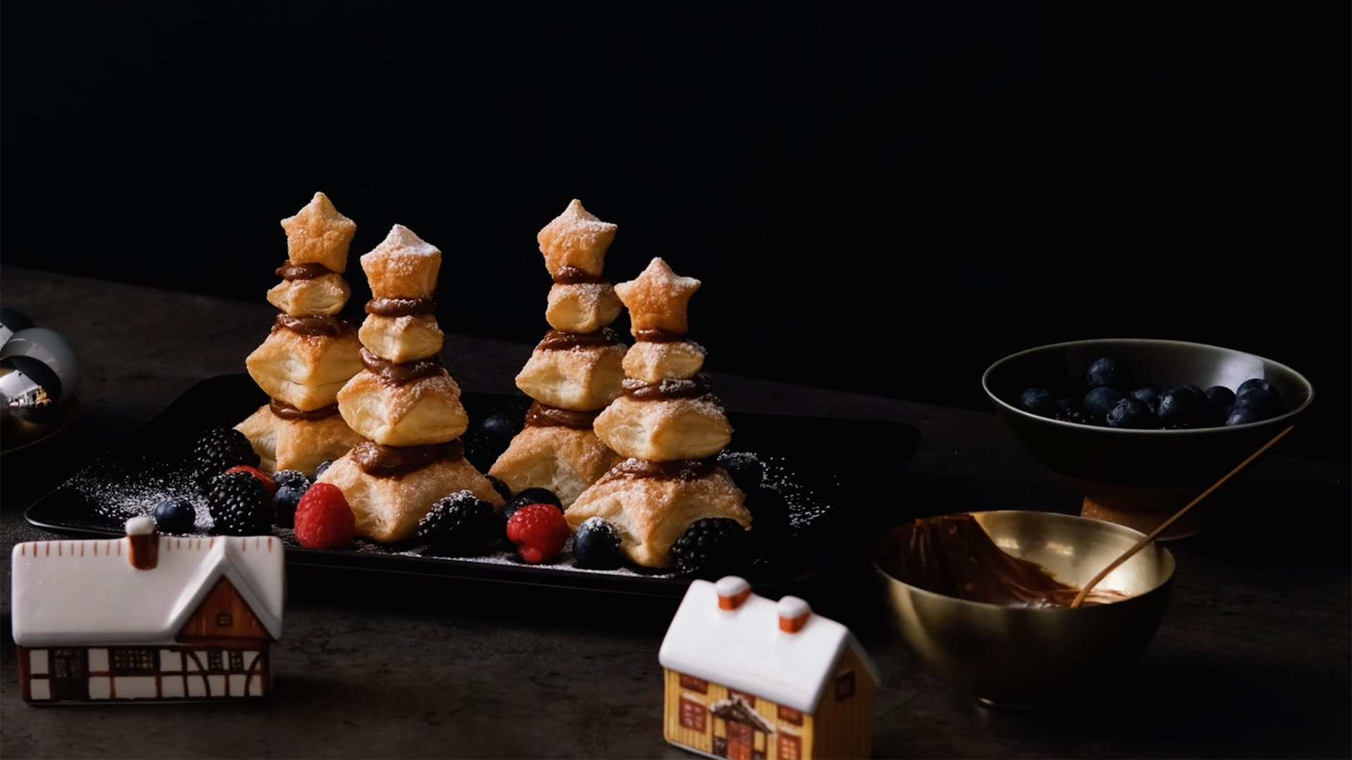 Puff pastry Christmas trees