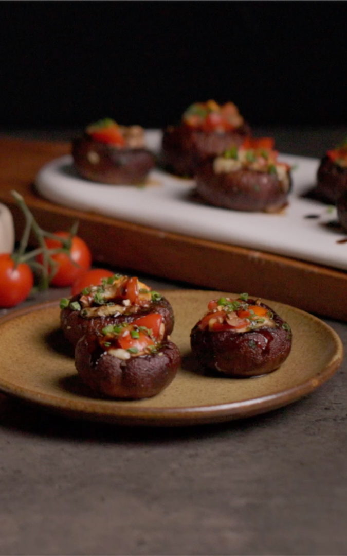 Mozzarella and cherry stuffed portobello mushroom | Cooking Lovers