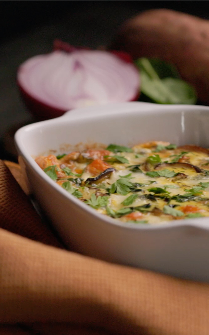 Mushroom, spinach and sweet potato frittata | Cooking Lovers