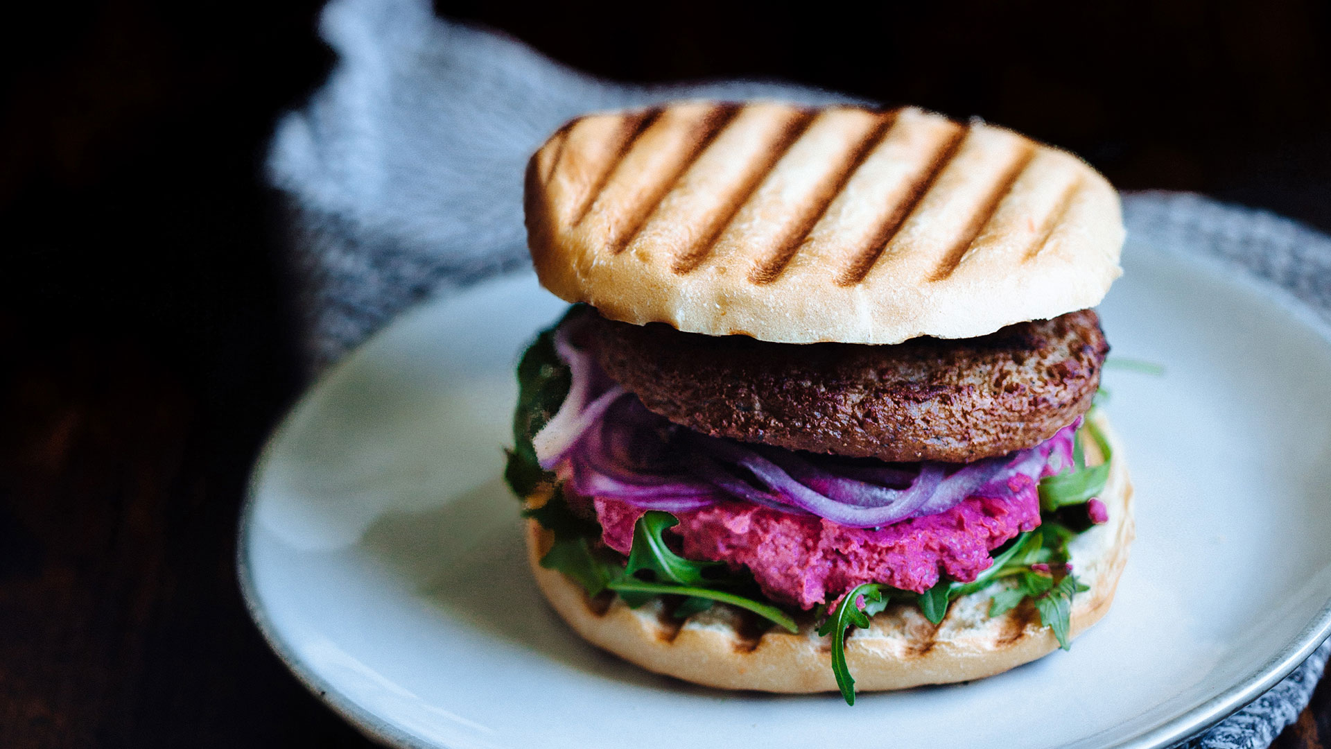 Grilled pink burger