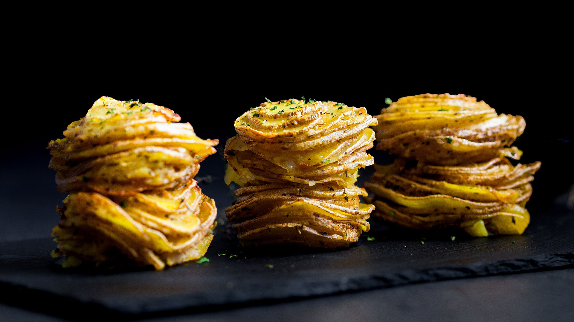 Crispy potato tower