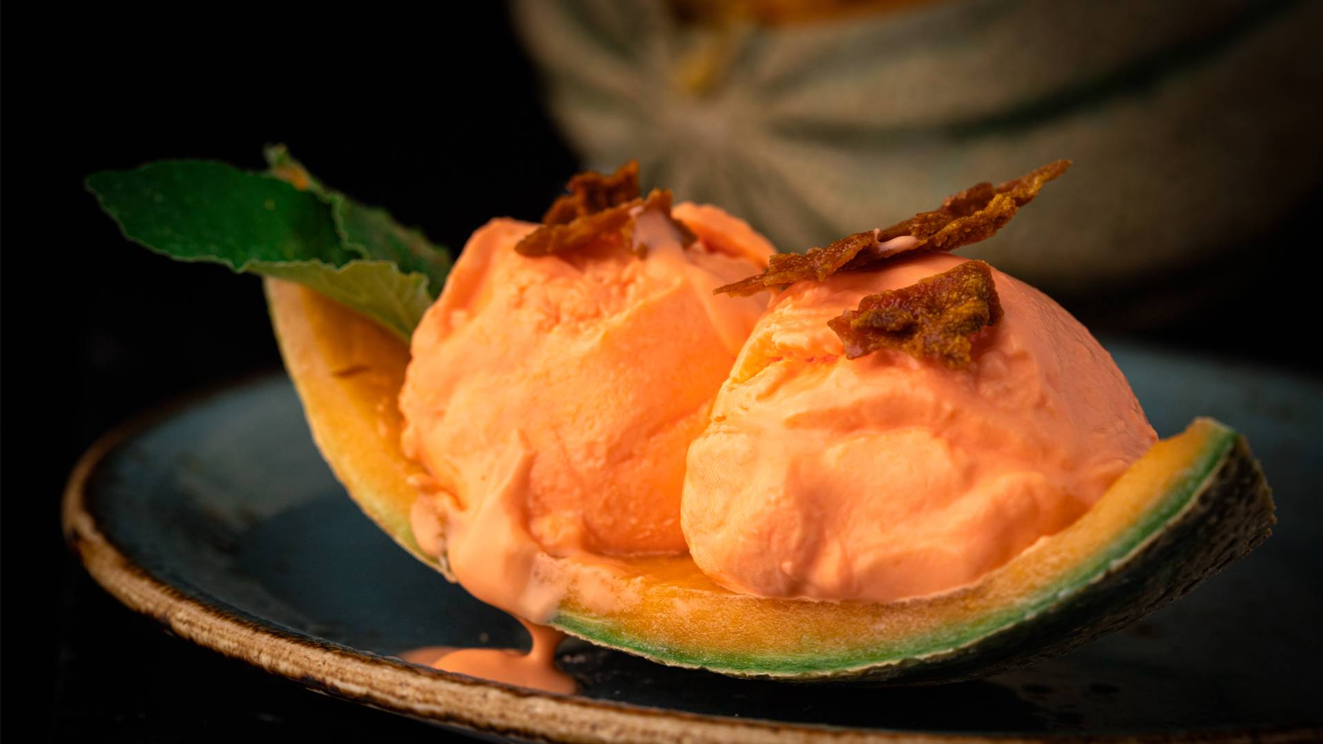 Melon and ham ice cream