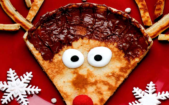Rudolph pancakes with chocolate Christmas sweets