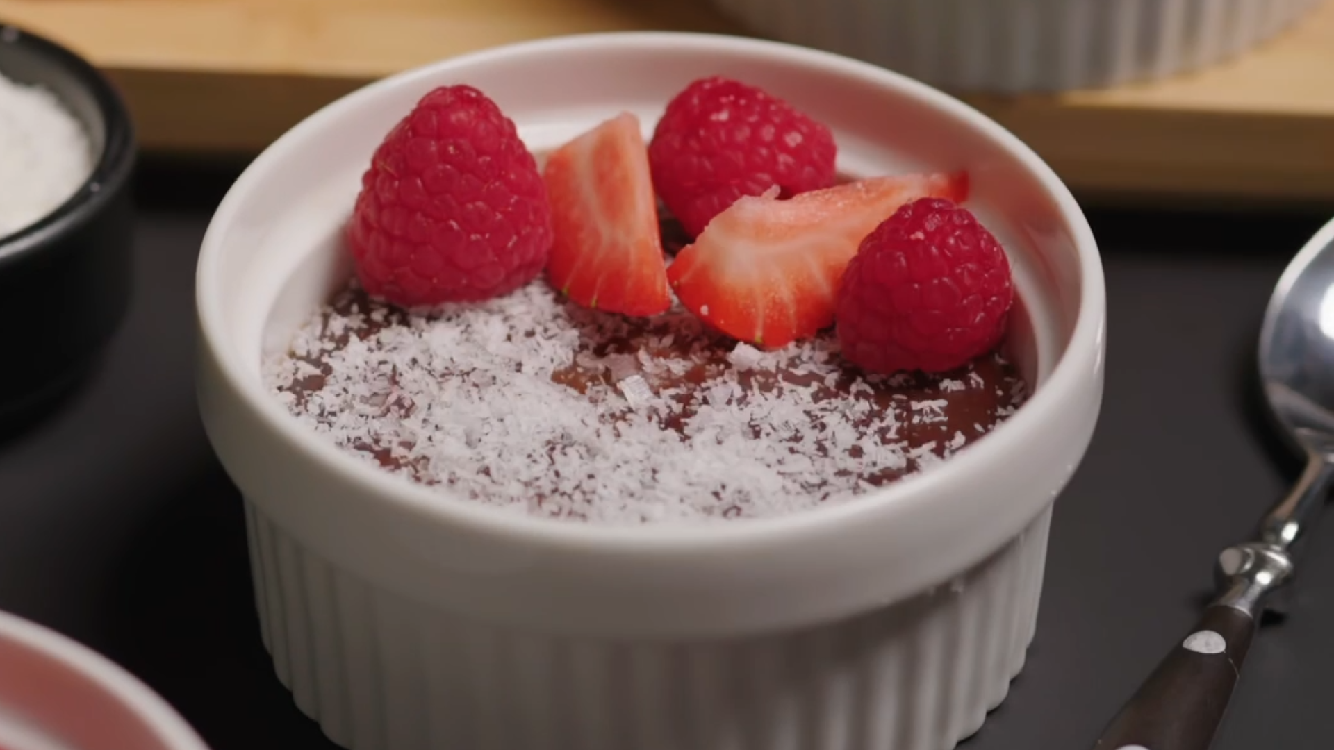 Creamy chocolate and coconut pudding